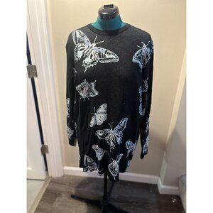 Delia*s x Dolls Kill On the Fly Oversized Black + Blue + Purple Butterfly Sweat